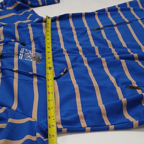 For Cynthia Women's Flare Tail Full Zip Striped Hooded Jacket Sz L NEW WITH TAGS - Picture 10 of 14